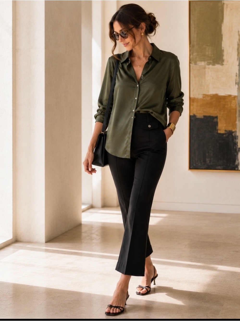 NWT Everlane The Work It Ponte Crop Flare Pants Black High Rise Flap Pocket 6